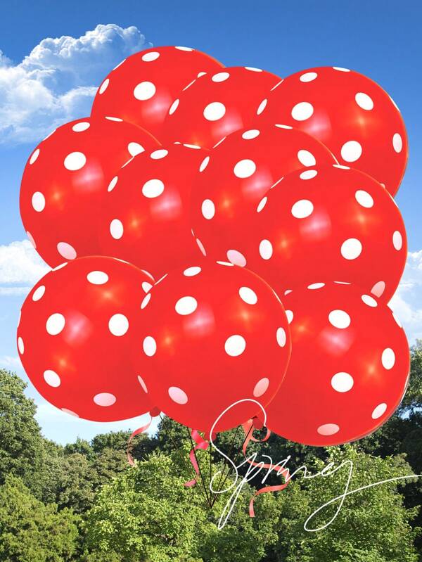 100 palloncini in lattice rotondi da 12 pollici, palloncini rossi con pois bianchi, forniture per feste a pois per decorazioni per festival