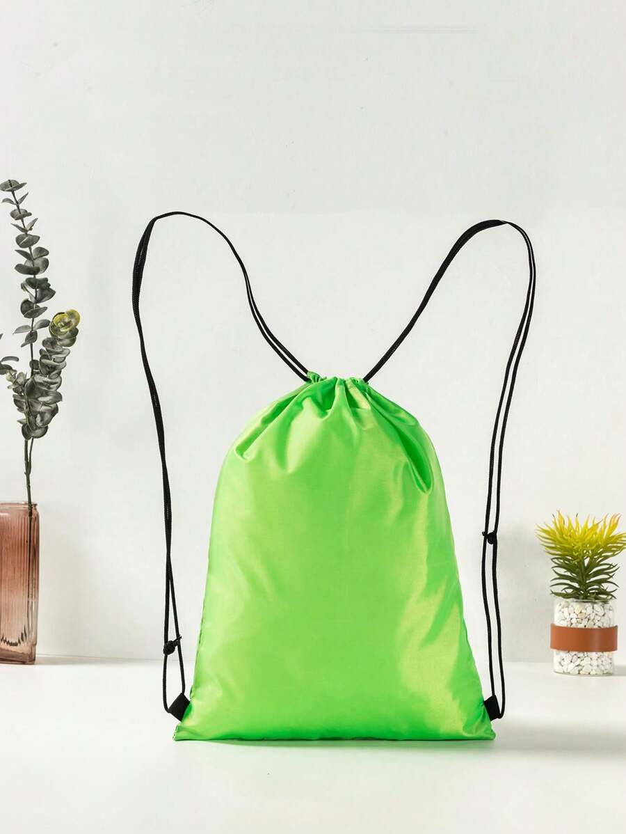 1pc 42cm/16.5" Unisex Solid Color (Blue/Green/Purple/Yellow/Gray/Black) Polyester Large Capacity Adjustable Drawstring Closure Casual Simple Fashionable Backpack, Suitable For School/Sports/Fitness/Travel/Leisure