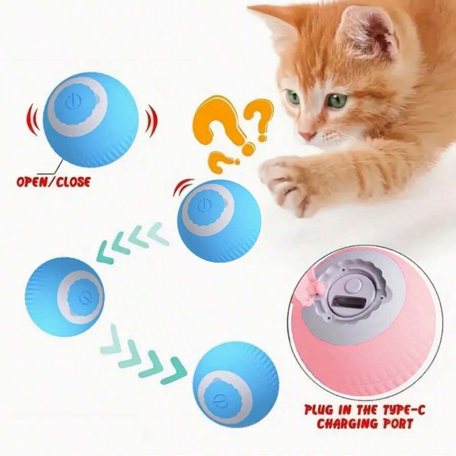 1个电动滚球互动趣味宠物智能玩具，适合训练和游戏