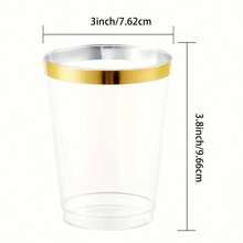 25入組，10盎司透明飲品杯水果汁，雞尾酒，酒，甜點杯，優雅無莖酒杯，適用於生日，婚禮，假日，萬聖節，聖誕節，新年，可重複使用 - 10oz銀邊 - 查看 7