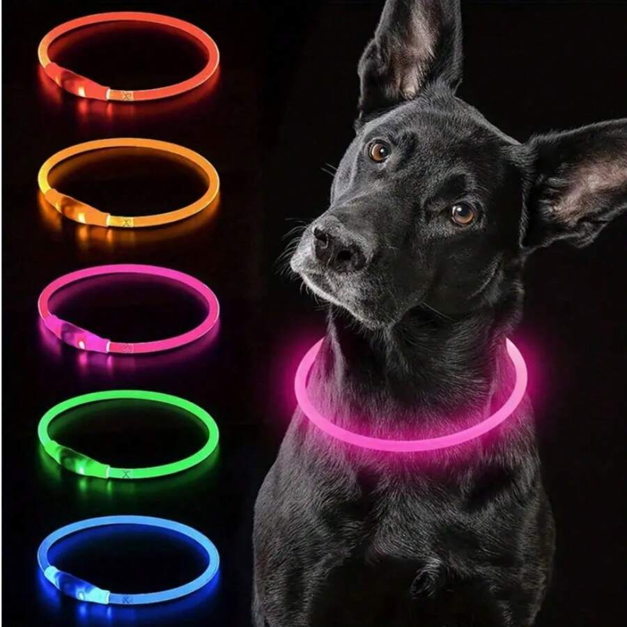 1 件 LED 可充电发光猫/狗爱好者礼物和狗/猫妈妈爱项圈，具有三种照明模式，夜间可见，确保猫/狗爱好者礼物和狗/猫妈妈爱，适合小型到大型狗爱好者礼物和狗妈妈爱和猫爱好者礼物和猫妈妈爱，节日气氛项圈