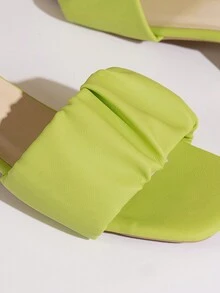 Phụ Nữ Mùa Hè Giày Màu Trơn Thời Trang Giày Sandal Xếp Ly Phong Cách Đơn Giản Dép Chun Giày Cao Gót Peep-Toe Xanh Trượt - màu xanh lá - Xem 6