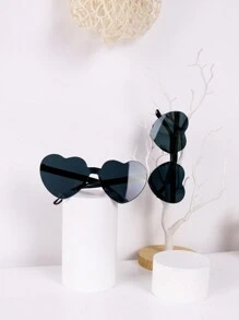 1pc,Cute Heart Shape Frame Sunglasses, Rimless One-Piece Sunglasses, For Men Women Holiday Party Outdoor Decors Heart Sunglasses - Heart Shaped Love Glasses Perfect For Summer Parties And Holidays Birthday Gifts, Party Supplies, Party Decorative Glasses,Christmas