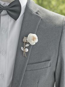 1 件男女通用花朵和水钻装饰浪漫胸花适用于婚礼派对、周年纪念日、舞会、晚会情人节 - A - 查看 12