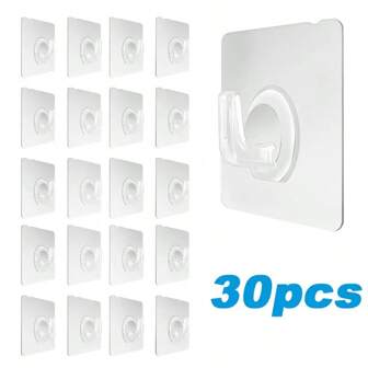 10pcs/20pcs/30pcs Transparent Wall Hooks Hangers Self Adhesive Door Wall Hangers Hooks Suction Heavy Load Rack For Kitchen Bathroom Accessories Traceless Hanging Hook, Waterproof Sticky Hook For Kitchen Bathroom, Home Accessories, Utility Hooks, Sleek Design, Durable Adhesive- Perfect Gift For Christmas, Halloween