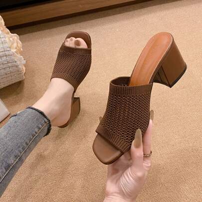 Women High Heel Summer Sandals New Style Cross-Belt Knitted Wedge Fashionable And Versatile Outdoor Slippers, Fashionable And Elegant