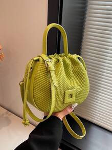 Fashionable Texture Women Handbag - Green - View 3