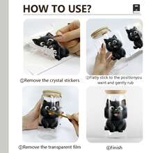 8pcs Cute Kitten UV DTF Transfer Sticker Libbey Glass Cups Diy Wrap Transfer Sticker Glass Cup Waterproof Sticker Bottle Sticker Adhesive Sticker- - Multicolor - View 9