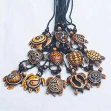 12pcs Retro Turtle Couples Necklace, Men&Wemen Adjustable Woven Rope Necklace Pendant, Punk Hip-Hop Style Nightclub Party Bar Charm Jewelry, Brown Pendant Motorcycle Accessory For Street, Work And Leisure, Handmade Woven Jewelry