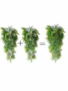 高級耐氧化人造花，波士頓蕨人工藤蔓假掛植物，仿真綠葉枝蔓户外UV耐用塑料植物牆面、婚禮派對、家居裝飾 - 綠色 - 查看 5