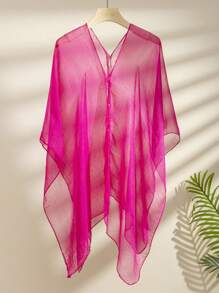 1 件柔软雪纺纯色女士防晒披肩，多种佩戴方式配饰女士