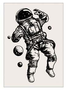 1pc Black Half Sleeve Temporary Space Astronaut Tattoo Sticker For Arm/Chest/Back Body Art Decor - Black - View 3