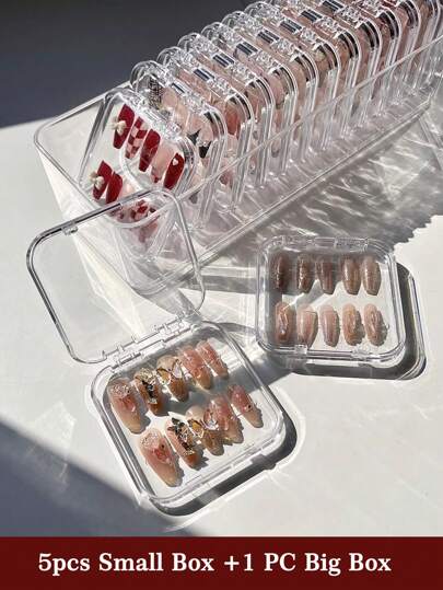 假指甲收纳盒、指甲贴片收纳盒、按压式指甲包装盒、美甲饰品收纳盒、珠宝收纳盒、化妆品收纳盒、美甲工具收纳盒、DIY珠子收纳盒、塑料收纳盒、透明塑料桌面收纳盒、家用小型长方形收纳盒