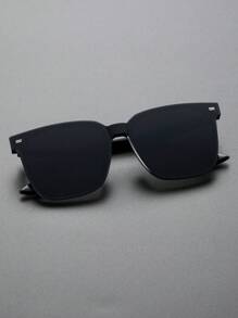 1pc Men Plastic Geometric Frame Tinted Lens Classical Fashion Glasses For Street Snap Musical Festival Accessories For Summer Beach Vacation,Outdoor,Travel