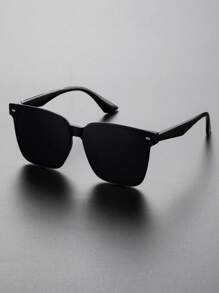 1pc Men Plastic Geometric Frame Tinted Lens Classical Fashion Glasses For Street Snap Musical Festival Accessories For Summer Beach Vacation,Outdoor,Travel