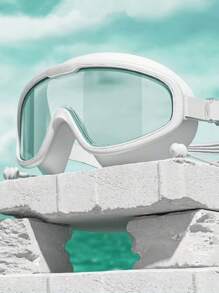 1PC Large Frame Swimming Goggles Waterproof And Anti-Fog High-Definition Male And Female Professional Adult Swimming Goggles - 白色 - 查看 5