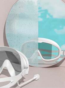1PC Large Frame Swimming Goggles Waterproof And Anti-Fog High-Definition Male And Female Professional Adult Swimming Goggles - 白色 - 查看 3