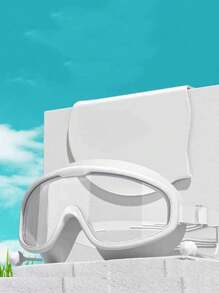 1PC Large Frame Swimming Goggles Waterproof And Anti-Fog High-Definition Male And Female Professional Adult Swimming Goggles - 白色 - 查看 4
