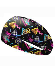 Cintas de pelo de estilo retro y vintage, de moda Memphis, cintas para sudar. Para hombres y mujeres, estilo años 80, elásticas, absorbentes y suaves, ideales para deportes como caminatas, ciclismo, etc. Accesorios sólidos de color para el pelo. - A - Ver 4