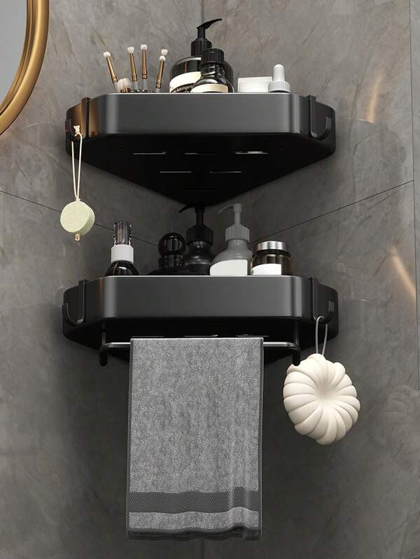 1/2/3pcs Bathroom Corner Shelf, No-Drill Triangle Wall Mounted Rack For Toilet, Washroom