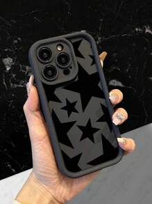 极简黑色星形图案时尚手机壳，简约加厚防摔，优质保护壳，兼容 11/12/13/14/15/15 Pro/15 Plus/15 Pro Max/7 Plus/8 Plus/X/Xs Max/Xr/11 Pro/12 Pro/13 Pro/14 Pro/12 Mini/13 Mini/11 Pro Max/12 Pro Max/13 Pro Max/14 Pro Max/14 Plus/6/6s/6 Plus/7/8/SE 和三星 Galaxy Galaxy/A54/A14/A12/A13/A15/A32/A33/A24/A52S/S20/S21/S22/S23/S24/S23 Plus/S24 Ultra，防水防震防刮，春季生日礼物 - 黑色 - 查看 2