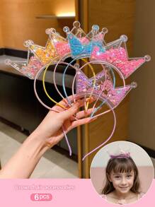 6入組彩色閃光液狀皇冠造型可愛發帶髮飾 - 彩色 - 查看 9