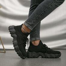 女士加厚底休閒跳舞鞋，具備網眼和透氣功能