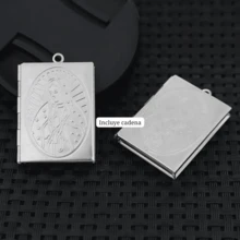 Relicario rectangular pequeño de la Virgen de Guadalupe. RL7 - Plateado - Ver 2