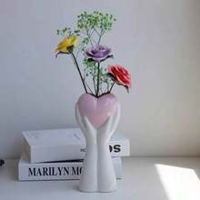 1pc Resin Nordic Style Creative Heart-Shaped Design Light Luxury Vase - Multicolor - View 12