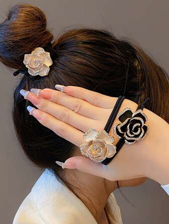 1 st kvinnor flerfärgad blomdekorerad hårsnodd hög elastisk hästsvanshållare lämplig för daglig användning, strandoutfit, strandhårblommiga accessoarer, strandsemester hårsnoddar hästsvanshållare hårresår hårgummiband scrunchies hårrep, hårnålar