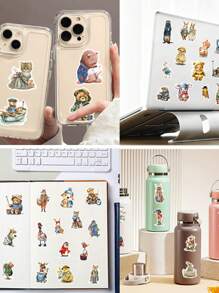 50 vellen vintage dierengraffitistickers, niet-repetitieve stickers voor reisbagage, geïsoleerde beker, telefoonhoesje, notitieboekje