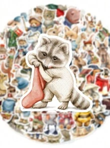 50 vellen vintage dierengraffitistickers, niet-repetitieve stickers voor reisbagage, geïsoleerde beker, telefoonhoesje, notitieboekje