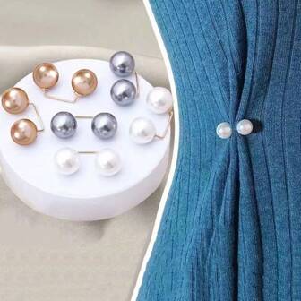 6 pièces Boucle de ceinture réglable avec décoration de faux perles, fermoir de broche de buste invisible (sans carte)