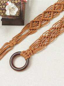 1pc Handmade Wax Rope Woven Belt For Women, Suitable For Dresses - A - View 11