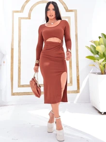 Women Dresses - Rust Brown - View 3