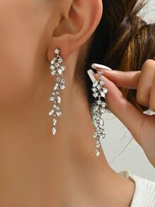 1 Paar Luxuriöse, Minimalistische Quasten-strass-ohrringe, Zart, Strahlend, Verführerisch, Modisch, Funkelnd, Für Frauen Und Teenager, Hochzeitsbankette, Abschlussbälle, Musikfestivals, Geeignet Für Den Urlaub.