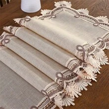 1buc, Aleer de masă, Aleer de masă din dantelă în stil retro, Aleer de masă creativ din dantelă din pânză, potrivit pentru decorarea casei, cârpă de masă dreptunghiulară de nuntă, foarte potrivit pentru eșarfă și husă de masă