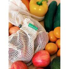 1pc Organic Mesh Produce Bag, Reusable Vegetable & Fruit Storage Bag With Drawstring - White - View 9