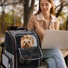 Lekespring Expandable Cat Backpack Dog Backpack For Cats Dogs Up To 8kg, Large Cat Backpack Foldable Pet Backpack With Inner Leash And Pet Mat, Gray - Grey - View 3