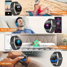 MT55 Ultra-Thin Durable Smart Watch For Female/Male- 5-7 Days Battery Life, Wireless Calls, 100+ Sports Modes, 1.43-Inch High Definition AMOLED Screen, USB Charging, Bluetooth 5.0. Suitable For Office, Sports, Gifts And Other Scenarios. - Black - View 4