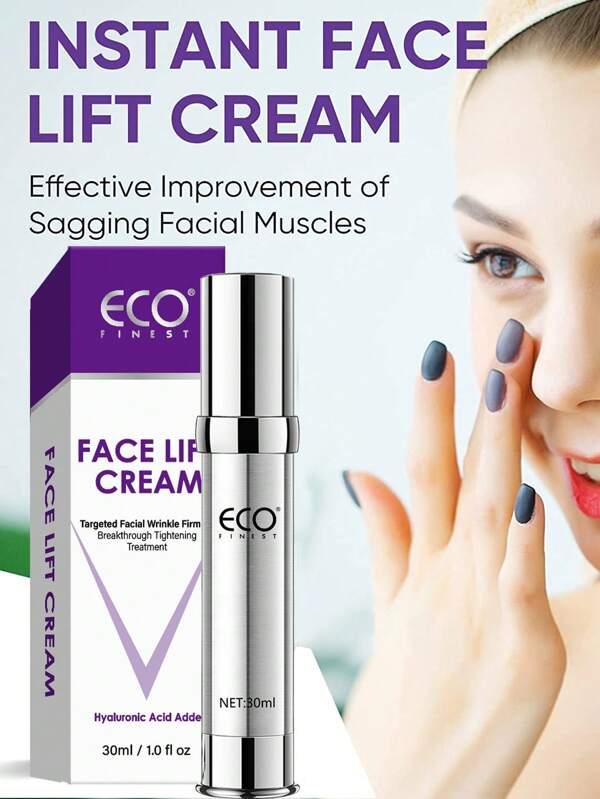 ECO FINEST FINEST Creme Lifting Facial Instantâneo - Melhor Essência Firmadora, Lifting e Tensionadora para Olhos, Pescoço e Rosto, Aparência Suave, Uso Contínuo Pode Ocultar Flacidez, Pele Frouxa, Inchaço, Linhas Finas e Rugas (Peptídeos e Células-Tronco), Creme Facial Tensor Instantâneo 30ml