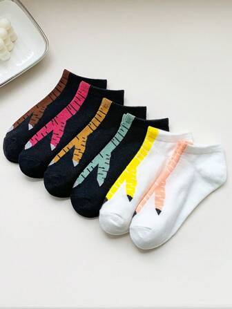 6 Pairs Absorbent Soft Chicken Claw Pattern Socks, Versatile Short Ankle Socks, All Season
