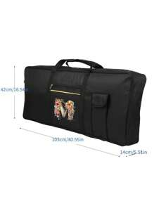 1 bolso de teclado de instrumento con estampado floral y letras, bolso protector de almacenamiento para teclado portátil a prueba de agua, con asa de transporte, funda anti-golpes para piano electrónico, ideal para viajes y almacenamiento en el hogar, de 61 teclas, con bolsillos dobles y protección completa contra el polvo
