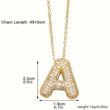 1 Stück Modische Und Vielseitige Halskette Mit Cz-verziertem, Prallem Englischen Alphabet-anhänger Für Damen Im Alltag