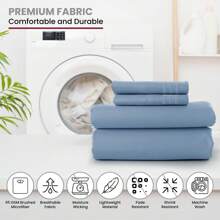 LUX DECOR 4 Pc Solid Blue Color Plain Bed Sheets - Brushed Microfiber Sheet Set With Pillowcases, Deep Pocket Bedding Set For Ultimate Comfort - Lightweight And Breathable Cooling Sheet Set For Everyday Use- Ideal For Home And Hotels
