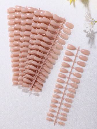 Conjunto de 10 uñas postizas de manicura larga con apariencia sencilla y elegante con 300 piezas en color desnudo, estilo japonés y uñas postizas DIY que se pueden colocar y son suministros para uñas uñas falsas uña falsa uña acrílica