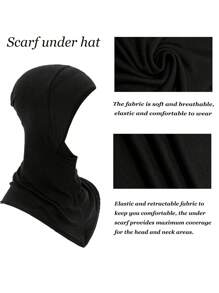 3 pièces Ensemble mode femme de couleur unie : Bonnet élastique pour sous-foulard, foulard de cou hijab, foulard de tête compatible avec l'abaya, pour usage quotidien