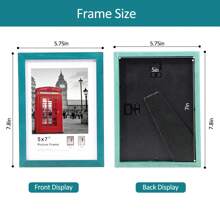 1入組5*7寸或4*6寸淚滴色相框，投影式相框適用於桌面擺設或牆面掛置，帶有或不帶有墊板的木製相框，非常適合家居裝飾 - 水鴨藍 - 查看 4