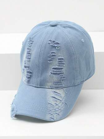 1pc Fashionable Distressed Edges Brim Personality Soft-Top Baseball Cap, Suitable For Everyday Matching