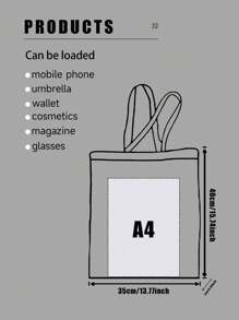 1pc Customized Canvas Bag, Unique Design (Photo, Landscape, Illustration), Foldable, Large Capacity, Lightweight, Stylish, Personalized Tote Bag, Shoulder Bag, Casual Shopping Bag Shop Back To School
